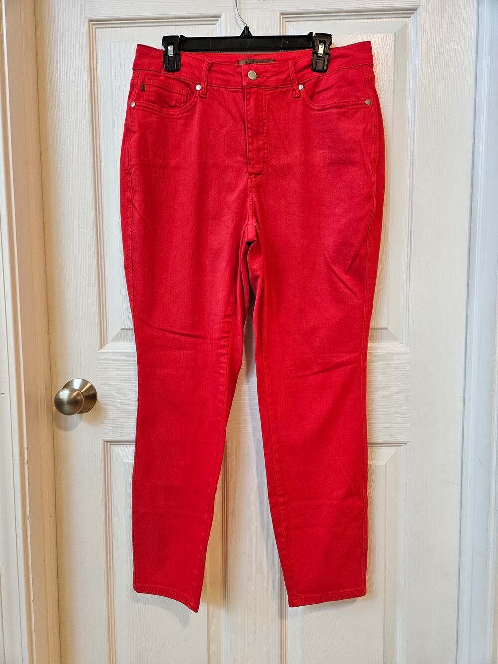 Judy Blue Womens 14W Red Skinny Jeans High Rise Stretch Plus Size Denim